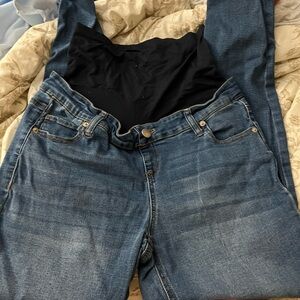 Time and Tru Dark Blue Maternity Jeans with Waist Panel